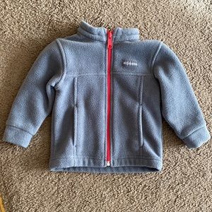 Columbia sweater, 12-18 months, Gray with red zipper